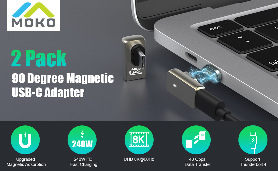 2-Pack 240W Magnetic USB C Adapter 