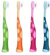 55Dental Kids Toothbrush Set of Soft Giraffe Toothbrush for Kids 3-12. Easy-Grip, Bristle Cover, ...