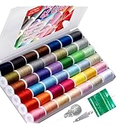 All Purpose Sewing Thread Set - 42 Assorted Rainbow Color Series and White Black Handy Polyester ...