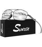 Sunier Polarized Sunglasses for Men, Premium Lightweight Al-Mg Shades with Spring Hinges 100% UV4...