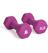 LIONSCOOL Set of 2 Neoprene Coated Dumbbell Hand Weights, Anti-Slip and Anti-Roll Hex Dumbbells i...