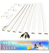 Cord Hider Kit, 113.4in Cord Covers for 2-4 Wires on Wall, Self-Adhesive Cable Hider Wire Covers ...