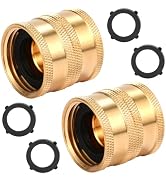 AuySier 2 Pack Garden Hose Female to Female Hose Adapter with Dual Swivel, Solid Brass, 3/4" GHT ...