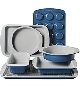 Tramontina Rise 8-Piece Ceramic Baking Pans Set, Non stick Essential Bakeware for Cookies, Loafs,...