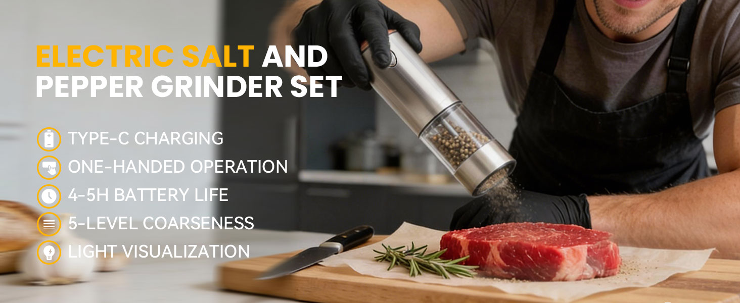 Electric Salt and Pepper Grinder Set