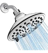IHAO High Pressure Fixed ShowerHead with Brass Pivotball 6 modes Rainfull Powerful Spray Shower H...