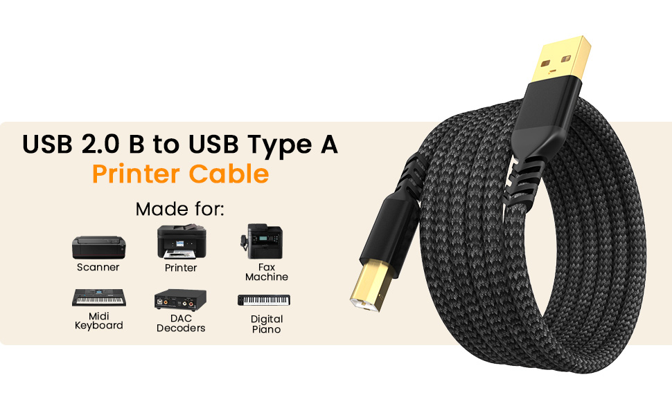 printer cable usb a to b cord