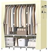 LOKEME Wardrobe Closet,Portable Closet for Bedroom Steel Pipe Diameter 19mm Strong and Sturdy Off...