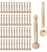 Winlyn 50 Sets Unfinished Wood Doll Pins Doll Clothespins Wooden Round Peg Wood Clothespins and S...