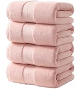 REDKISS Pink Bath Towels Set of 4, Extra Large Bath Sheets 27 X 59 Inches, 100% Cotton, 600 GSM, ...