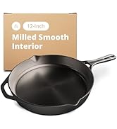 Greater Goods Cast Iron Skillet, Cook Like a Pro with Smooth Milled, Organically Pre-Seasoned Ski...