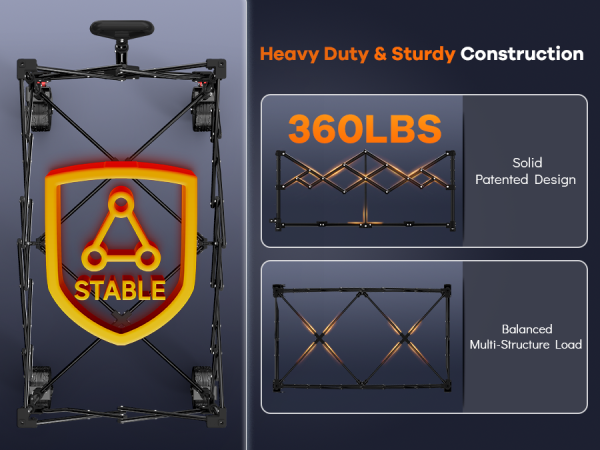 study heavy duty foldable cart with 360LBS load capacity