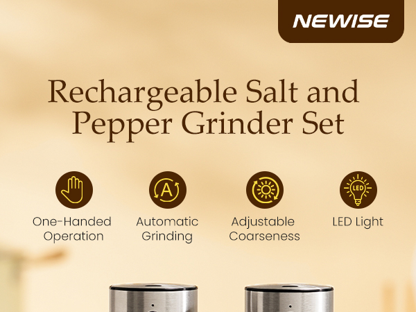 Electric Salt and Pepper Grinder Set