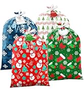 EverMerry Large Christmas Gift Bags for Presents,4 Patterns Large Size Plastic Giant Bags for Hug...