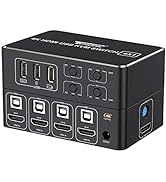 HDMI KVM Switch, Tendak 4K HDMI 4 in 1 Out KVM Switch Box Keyboard Mouse Printer Switcher Include...