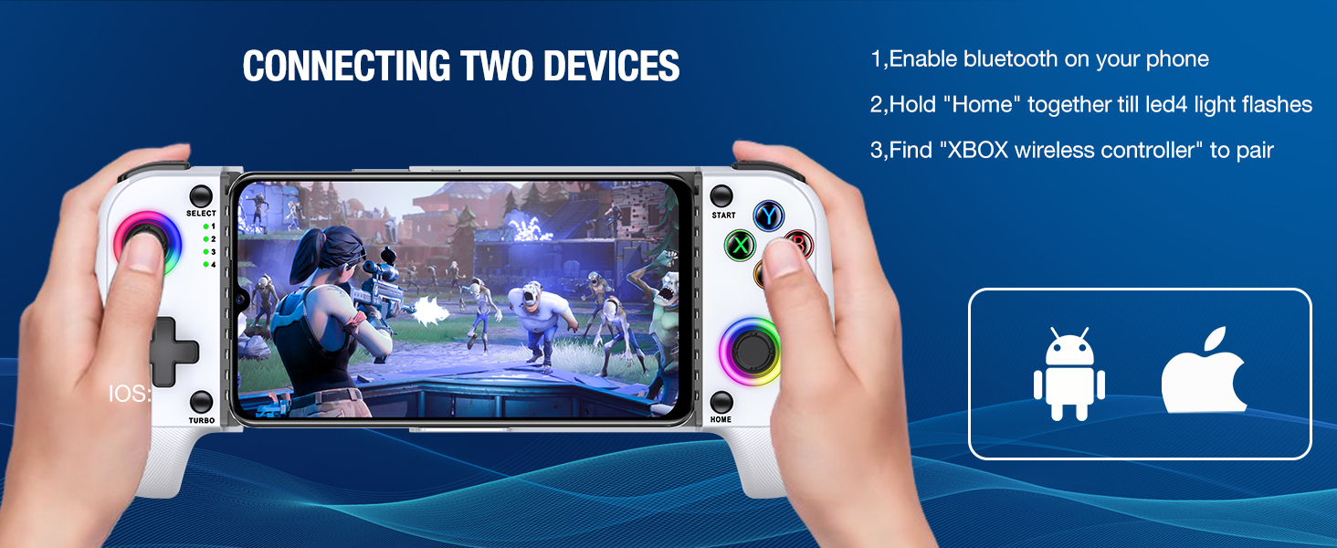 Mocagen Phone Controller for iPhone/Android Support Phone Case, Mobile Controller with Led Light