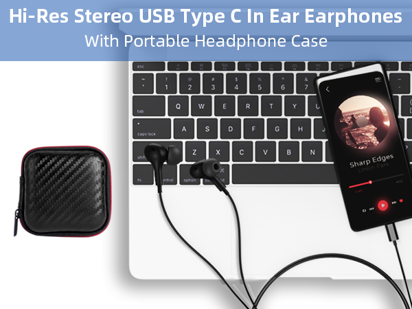  usb c headphones wired sport earbuds