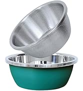304 Stainless Steel Microporous Colander, 2-Qt Large Capacity with Mixing Bowl For washing vegeta...