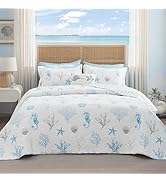 Bedsure Coastal Quilt Queen Size - Reversible Summer Beach Quilt Bedding, Microfiber Lightweight ...