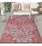 GENIMO Outdoor Rug Waterproof for Patio Decor, 5' x 8' Reversible Plastic Straw Floral Camping Ca...