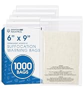 Spartan Industrial - 6" X 9" (1000 Count) Self Seal Clear Poly Bags with Suffocation Warning for ...