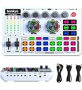 Bonkyo F999 White Live Streaming Sound Card, Professional Audio Mixer, Voice Changer Soundboard w...