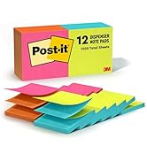 Post-it Pop-up Notes, 3x3 in, 12 Pads, America's #1 Favorite Sticky Notes, Poptimistic, Bright Co...