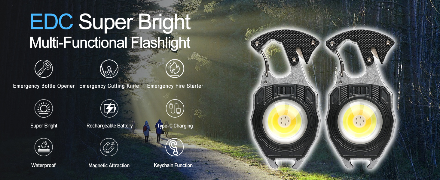 EDC COB super bright worklight/flashlights for emergencies
