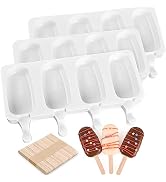 Sakolla 3 Pack 4 Cavity Popsicle Silicone Molds with 100 Pcs Wooden Sticks | Food Grade Silicone,...