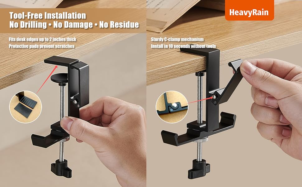 Easy Clamp-On Installation – No Damage to Desk