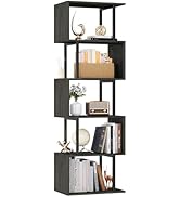 Furologee 6 Tier Bookshelf Tall Geometric Bookcase, S-Shaped Industrial Display Standing Shelf, M...