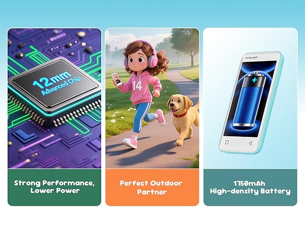 Kids’ MP3 player with 12nm chip, 1750mAh battery, strong performance for outdoor use