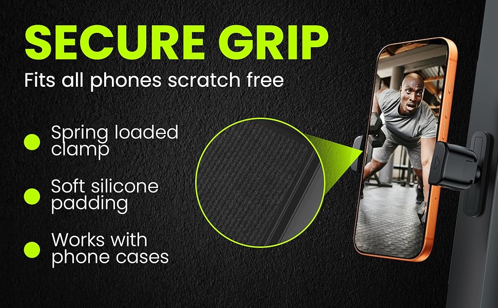 Magnetic Phone Holder for Gym with N52 Magnet and Secure Clip