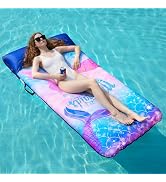 Oversized Pool Floats for Adults - 72" X 38" Extra Large Fabric Covered Pool Float with Headrest,...