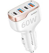SUNDA 60W USB C Fast Car Charger, 4-Ports Car Charger Adapter, Dual Type C PD30W/PPS30W Compatibl...