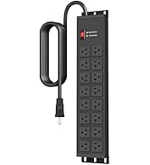 JUNNUJ Heavy Duty 20 Amp Surge Protector 4800J, Garage Metal 16 Outlets 12 Gauge, High Amp 5-15P ...