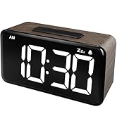 NOKLEAD Digital Alarm Clock: Wood Grain, 5.9-inch Large LED Display, Easy to Use for Seniors and ...