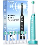 Bymore Electric Toothbrush for Adults,Travel Sonic Toothbrush with 8 Replacement Heads, Ultra Sof...