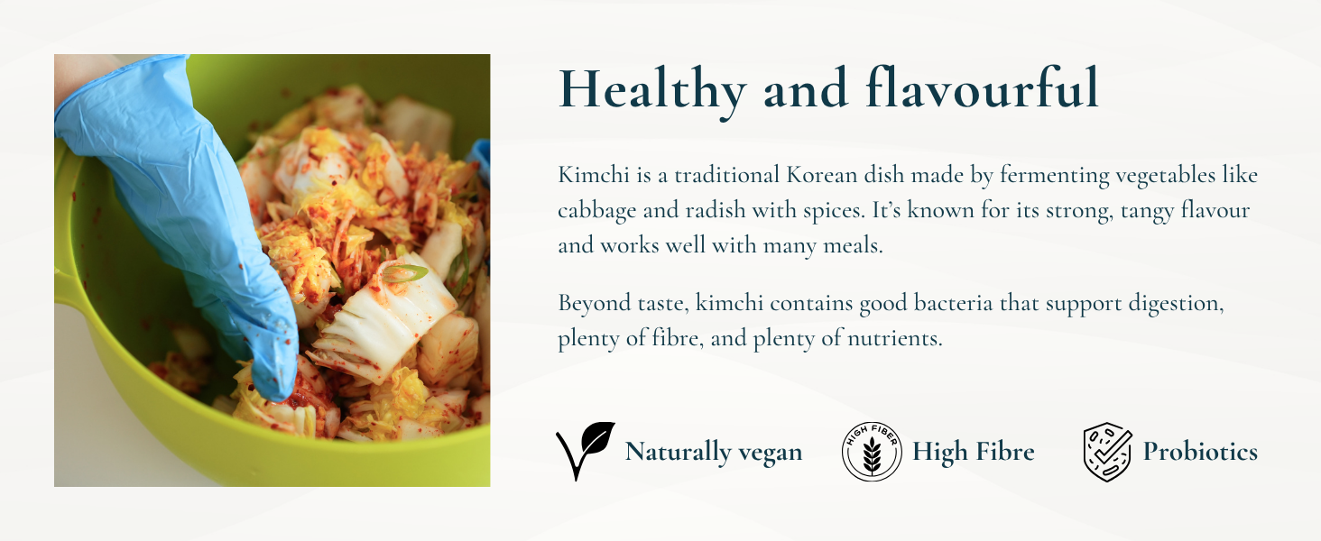 Text reads 'Healthy and flavourful'. Food photography showing wrapped item in green leaf. Icons below for recipe steps.