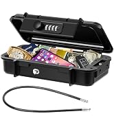 TEUEN Portable Safe Box, Waterproof Anti-Theft Beach Travel Safe Box Combination Security Lockbox...