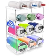 Water Bottle Organizer, 4 Tier Stackable Bottle Storage Rack, 40oz Tumbler Organizer Cup Organize...