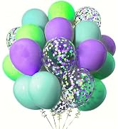 Blue Purple Green Balloons,Blue Purple and Green Confetti Balloon Monsters Inc Balloons for Monst...
