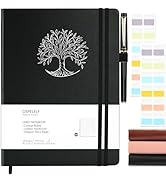 Ospelelf Black College Ruled Notebook with Pen, 24 Stickers, 180 Pages 100gsm Thick Paper, B5 Har...