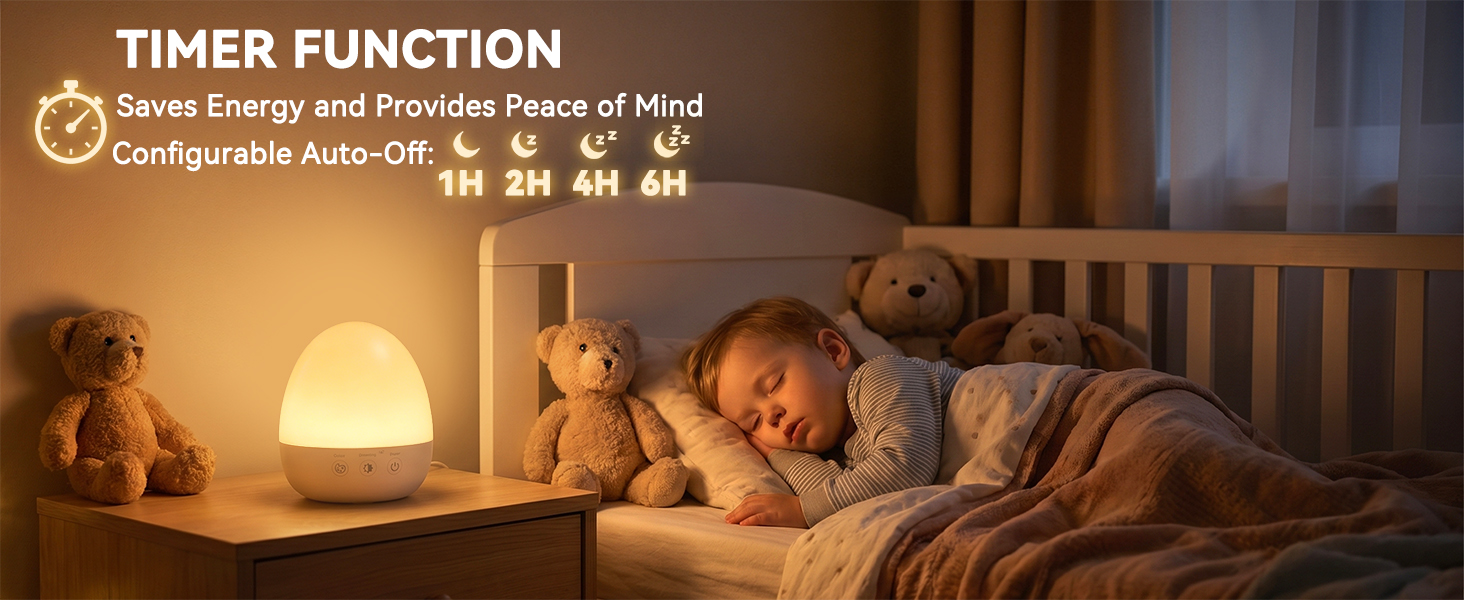 Kids night light with 1/2/4/6 hour auto-off timer, energy saving design for kids bedtime sleep