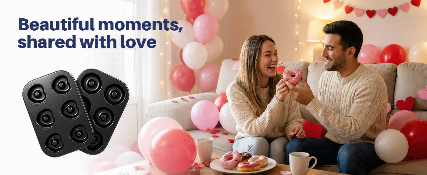 16-Piece Nonstick Baking Kit with Heart &amp;amp; Donut Pans - Includes Rack &amp;amp; Stackable Carbon Steel Pans