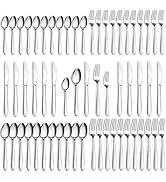 Pleafind 60-Pcs Silverware Set Service for 12, Premium Stainless Steel Flatware Set, Include Fork...
