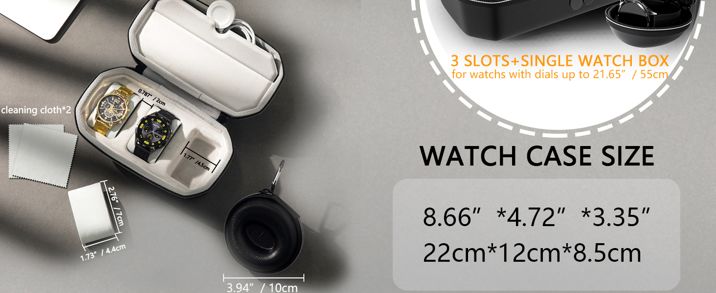 3 Slots watch case size + single watch box size