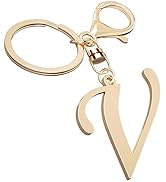 Cute Stainless Steel Gold Initial Letter Keychain for Women Girl, Charms for Key Handbag Backpack...