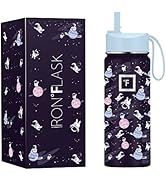 IRON °FLASK Kids Water Bottle - Straw Lid, 20 Name Stickers, Vacuum Insulated Stainless Steel, Do...
