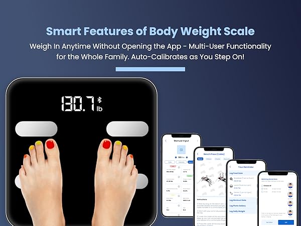 Smart White Body Weight Scale with MultiUser Functionality